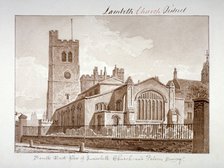 South-east view of the Church of St Mary, Lambeth, London, 1828.                                     Artist: John Chessell Buckler