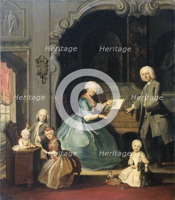 Family Group near a Harpsichord, 1739. Creator: Cornelis Troost.