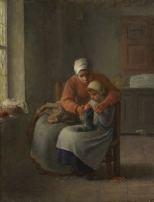 The Knitting Lesson, c1860. Creator: Jean Francois Millet.