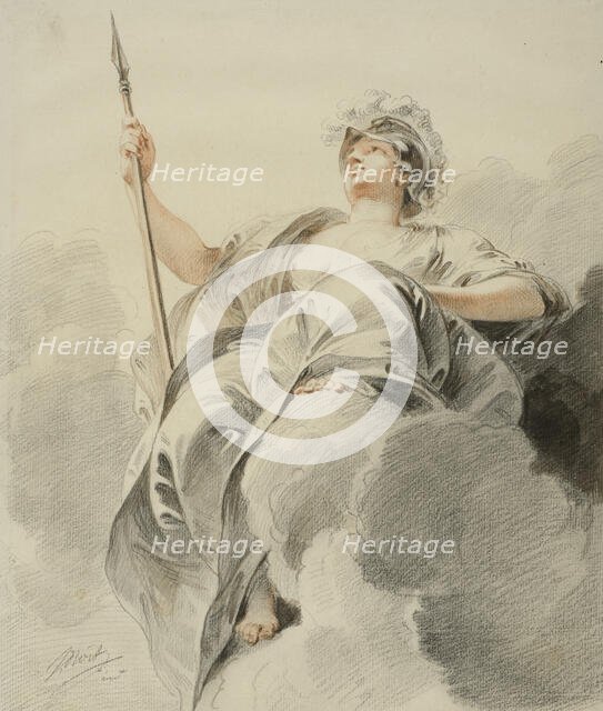 Minerva seated on a cloud. Creator: Jacob de Wit.