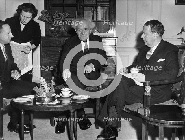 David Ben Gurion (1886-1973) with Hugh Gaitskill, 1960. Artist: Unknown