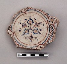 Fragmentary base of a bowl with image of a rider, early 13th century. Creator: Unknown.