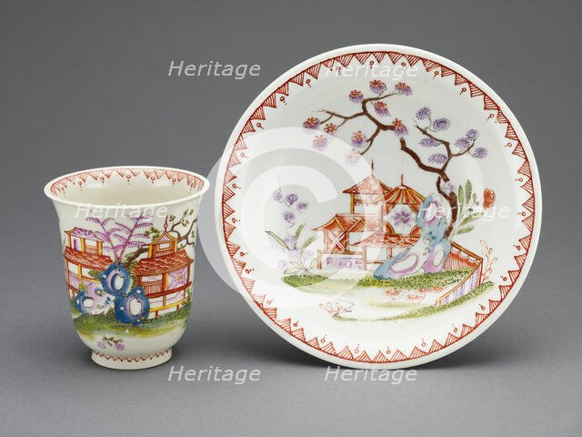 Cup and Saucer, Vienna, c. 1725. Creator: Du Paquier Porcelain Manufactory.
