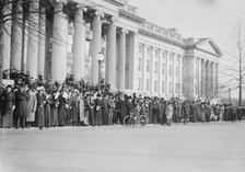 Crowd on Treasury steps watching for Bride and Groom (Wilson), between c1910 and c1915. Creator: Bain News Service.