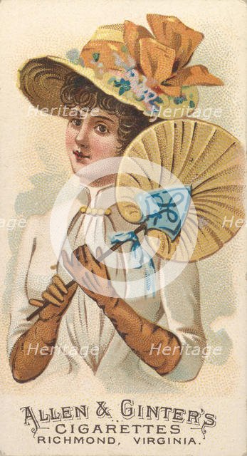 Plate 34, from the Fans of the Period series (N7) for Allen & Ginter Cigarettes Brands, 1889. Creator: Allen & Ginter.