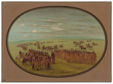 Horse Racing - Minatarrees, 1861/1869. Creator: George Catlin.