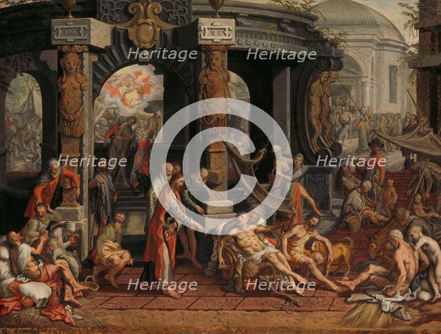 The Healing of the Paralytic, Pool of Bethesda, 1575. Creator: Pieter Aertsen.