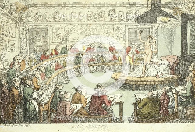 A Life Class at the Royal Academy, Somerset House, 1811. Creator: Thomas Rowlandson.