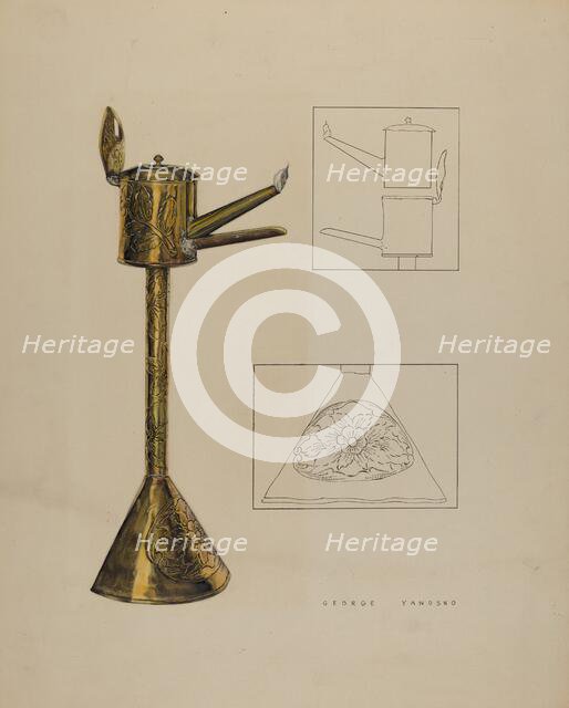 Whale Oil Lamp, c. 1940. Creator: George Yanosko.