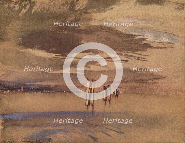 'A Grey Morning Near Venice', 19th century. Artist: John Ruskin.