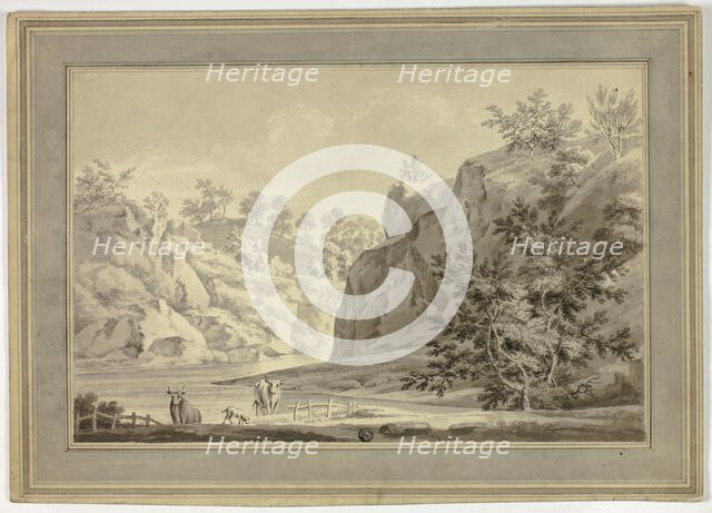 River Landscape with Cows and Dog in Foreground, n.d. Creator: Unknown.