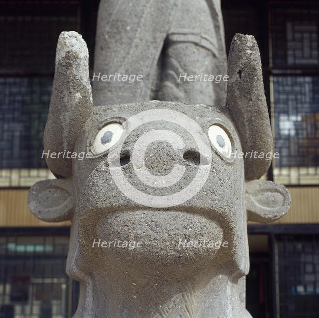 Basalt bull which guarded the temple of Tell Halaf, c6100 to 5400 BC.  Creator: Unknown.