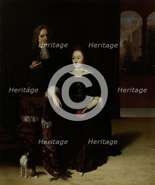 Portrait of a Woman and a Man in an Interior, 1694. Creator: Mathijs Wulfraet.