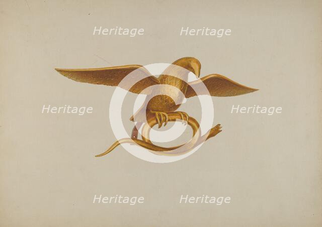 Ornamental Carving: Eagle and Snake, c. 1940. Creator: Alfred H. Smith.