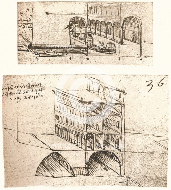 Two plans for canals in a town, c1472-c1519 (1883). Artist: Leonardo da Vinci.