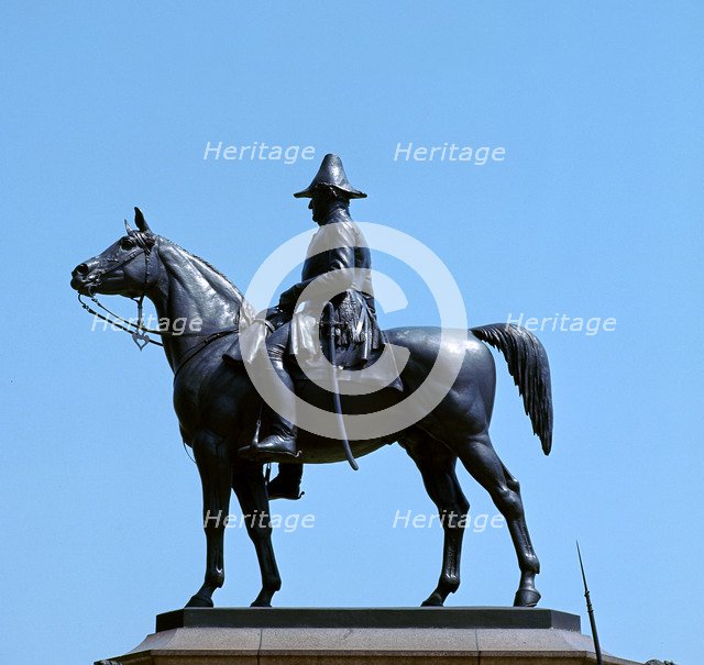 Equestrian statue of the first Duke of Wellington on Copenhagen, 19th century. Artist: Matthew Cotes Wyatt