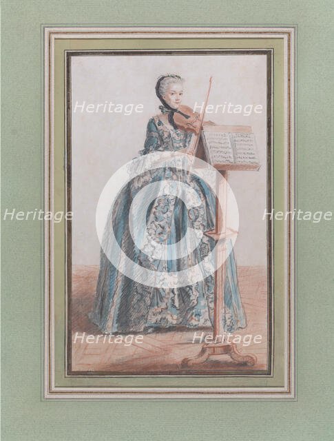 Woman Playing the Violin, Seen from the Front, ca. 1758-59. Creator: Louis de Carmontelle.