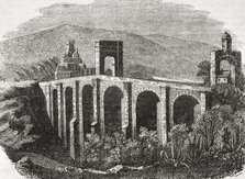 Alcantara Bridge over the Tagus River, Extremadura, Caceres province, Spain, 1852.  Creator: Unknown.