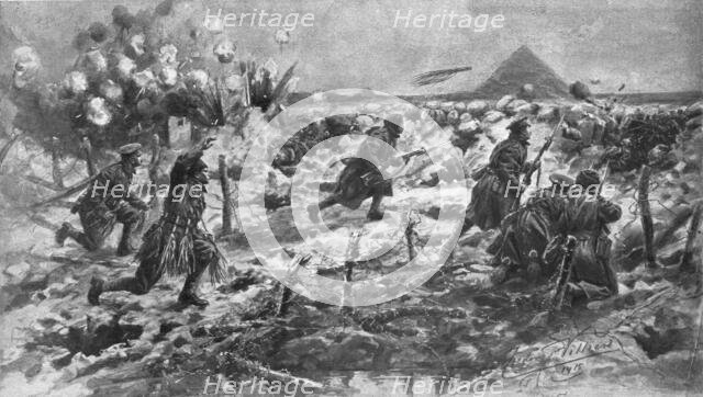 ''Sur le front Britannique; Une attaque anglaise a la baionnette et a la grenade', 1915. Creator: Frederick Villiers.