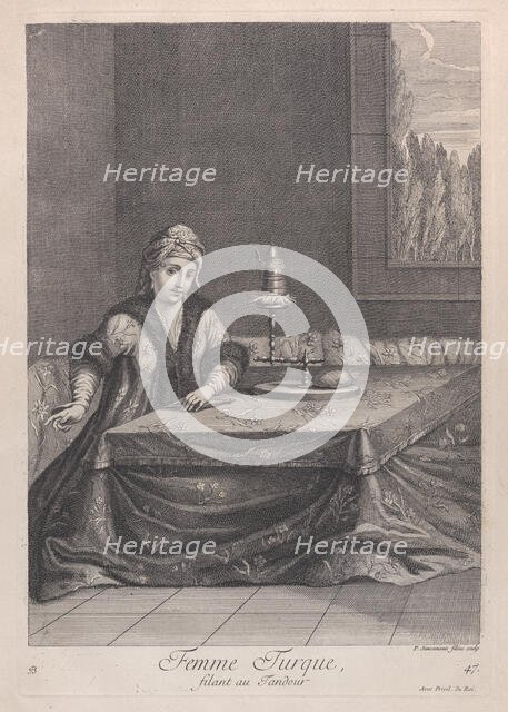 Femme Turque, filant au Tandour, 1714-15. Creator: Unknown.