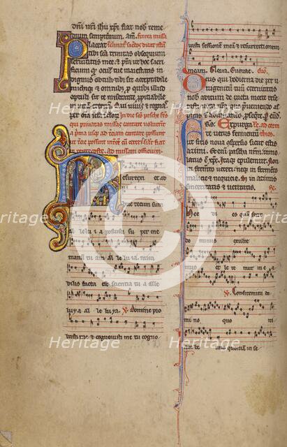 Initial R: The Women at the Tomb; Missal, begun after 1234-completed before 1262. Creator: Unknown.