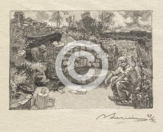 Fontainebleau Forest: Quarryman's Lodge (La Forêt de Fontainebleau: Une loge de carrier), 1890. Creator: Auguste Louis Lepère (French, 1849-1918); A. Desmoulins, Published in Revue Illustrée, 1887-90.