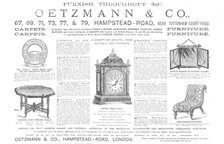 Oetzmann & Co., furniture, 1883.  Creator: Unknown.