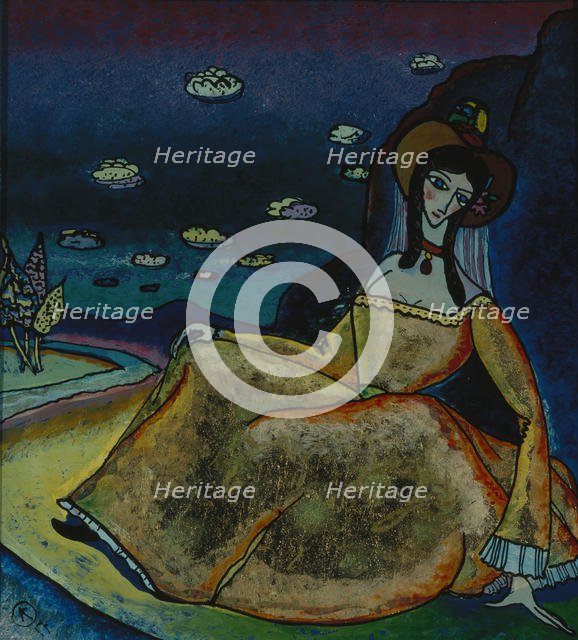 Lady in gold dress, 1917. Artist: Kandinsky, Wassily Vasilyevich (1866-1944)