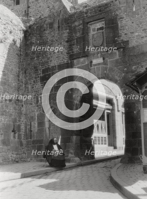 Gateway and entrance to the only street of Mont St Michel, Normandy, France, 20th century. Artist: Unknown