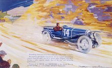Poster advertising a Ballot 2 litre sports car. Artist: Unknown