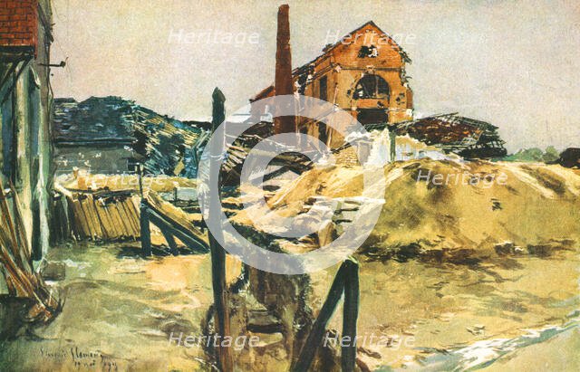 ''Boyau conduisant a des Batiments d'Usine', 1915. Creator: Francois Flameng.