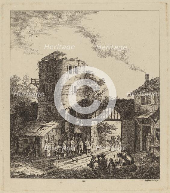 Villagers at a City Gate Greeting a Dignitary, 1764. Creator: Salomon Gessner.