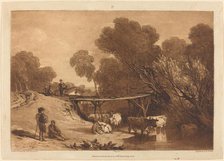 Bridge and Cows, published 1807. Creator: JMW Turner.