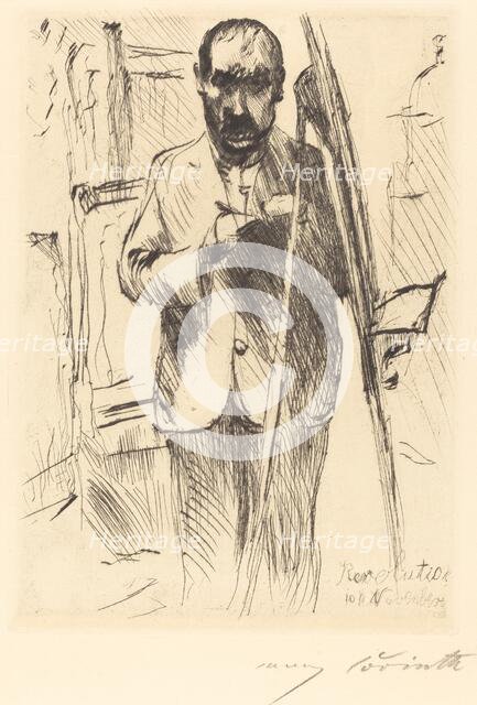 Selbstbildnis an der Staffelei (Self-Portrait with Easel), 1918. Creator: Lovis Corinth.