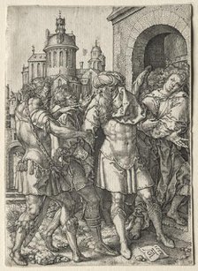The Story of Lot: Lot Prevents the Sodomites from Violence, 1555. Creator: Heinrich Aldegrever (German, 1502-1555/61).