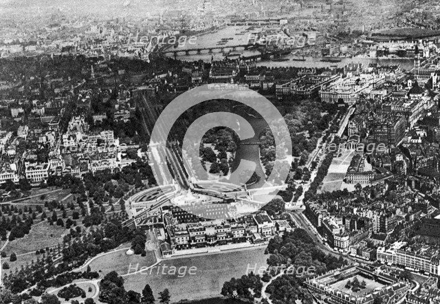 Aerial view of Buckingham Palace, London, 1926-1927. Artist: Unknown