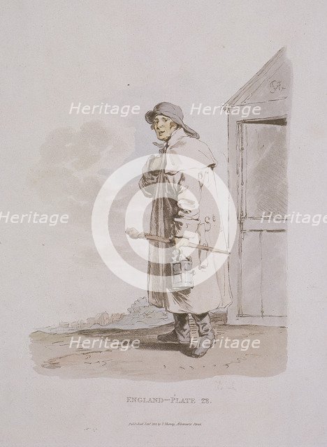 A watchman, Provincial Characters, 1813. Artist: Anon