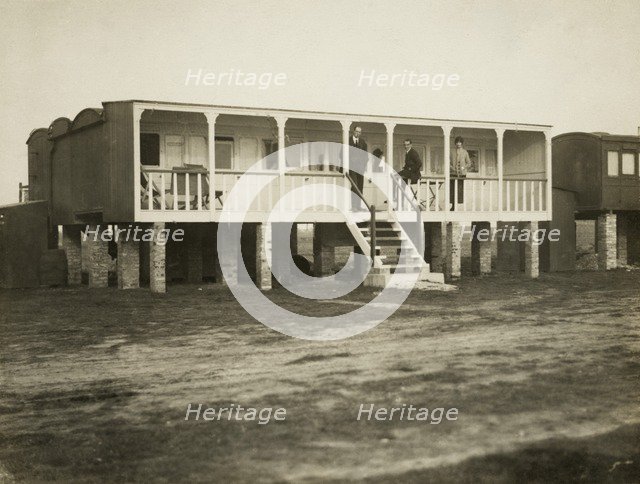 Railway carriage converted into a holiday home, possibly at Shoreham-by-Sea, West Sussex, 1920s. Artist: Unknown.