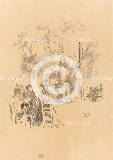Conversation Under the Statue, Luxembourg Gardens, 1893. Creator: James Abbott McNeill Whistler.
