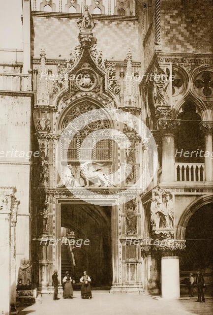 Untitled (31), c. 1890. [Doge and winged lion, facade of Doge's Palace, Venice].  Creator: Unknown.