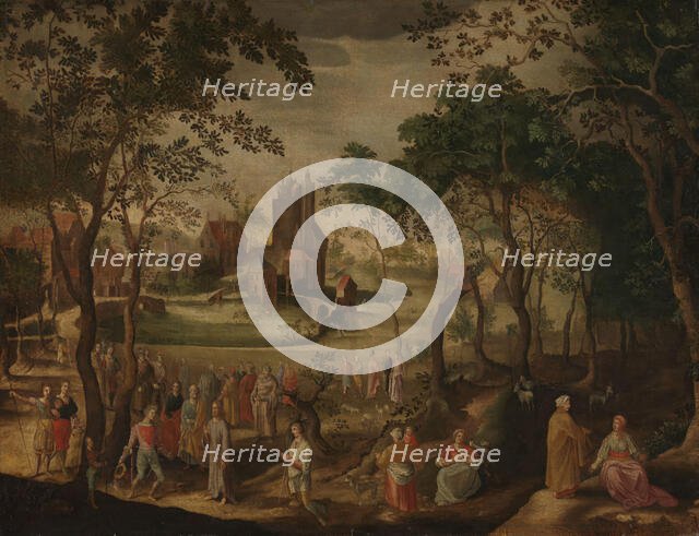 Landscape with religious scenes, probably approx. 1600. Creator: Unknown.