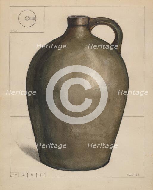 Stoneware Jug, c. 1936. Creator: Edgar L. Pearce.