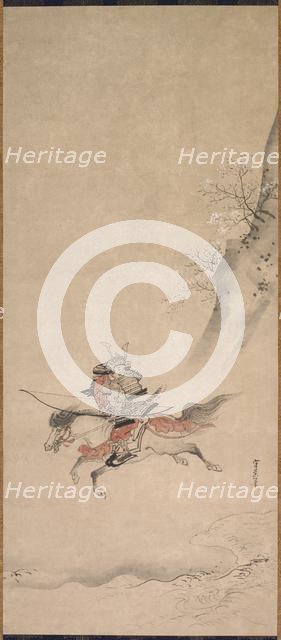 A Samurai on Horseback, 17th century. Creator: Kusumi Morikage (Japanese, c. 1620-c. 1690).