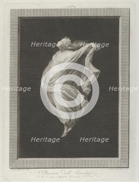 A bacchante seen in profile facing left, with outstretched left arm holding h..., ca. 1795-ca. 1820. Creator: Antonio Ricciani.