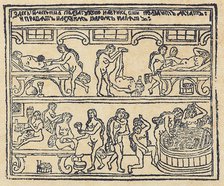 Russian Bath (Lubok), 18th century. Artist: Russian Master  