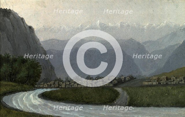 View of the village of Korgonskaya on the left bank of the Charysh. Squirrels Khazinsky...,1850-1899 Creator: Pavel Mikhailovich Kosharov.