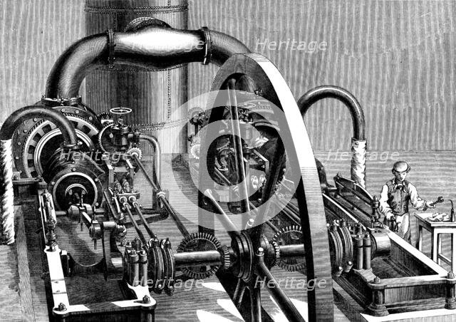 The International Exhibition: blowing-engine in the Belgian Department..., 1862. Creator: Unknown.