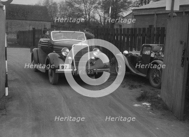 Ford V8 drophead and MG PA at a motoring trial, 1930s. Artist: Bill Brunell.