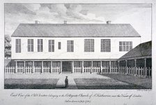 East view of the old cloisters at the Church of St Katherine by the Tower, Stepney, London, 1764. Artist: F Perry