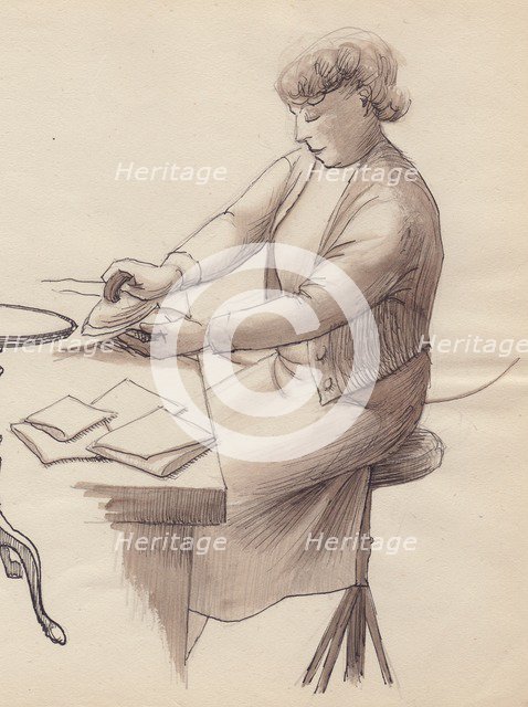 Woman ironing, 1951. Creator: Shirley Markham.